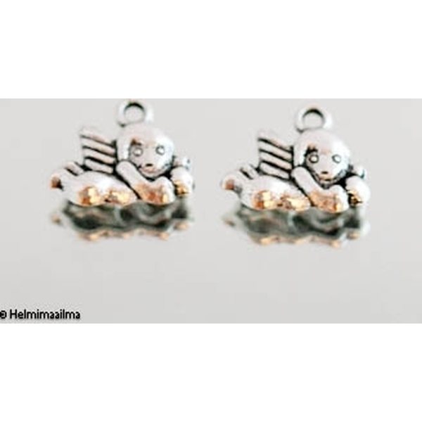 Riipus tiibetinhopeinen enkeli n. 16x13,5 mm, 4 kpl