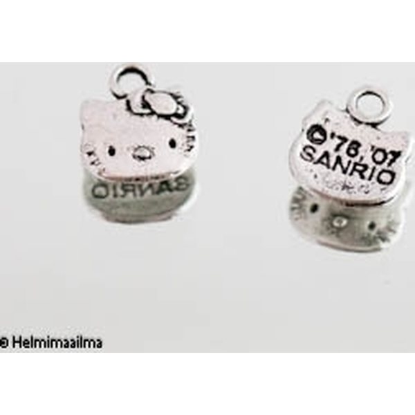 Riipus tiibetinhopeinen "Hello Kitty" 11x13 mm, 4 kpl