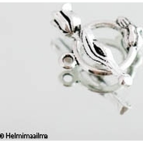 Tiibetinhopeinen salpalukko kukka halk. n. 13 mm, salpa n. 21 mm, 4 paria