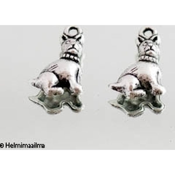 Riipus tiibetinhopeinen koira n. 17,5x12 mm, 4 kpl