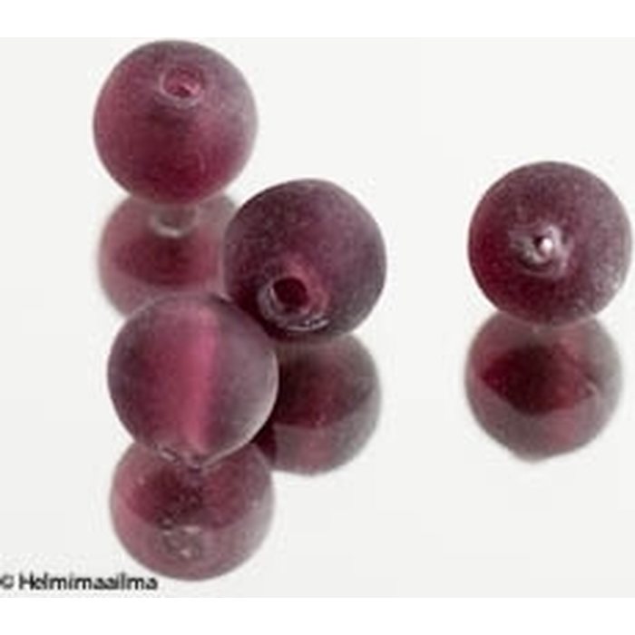 Hopeafoliohelmi pyöreä 10 mm huurrettu violetti, 1 kpl