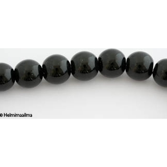 Lasihelmi pyöreä 12 mm musta, n. 31 cm nauha