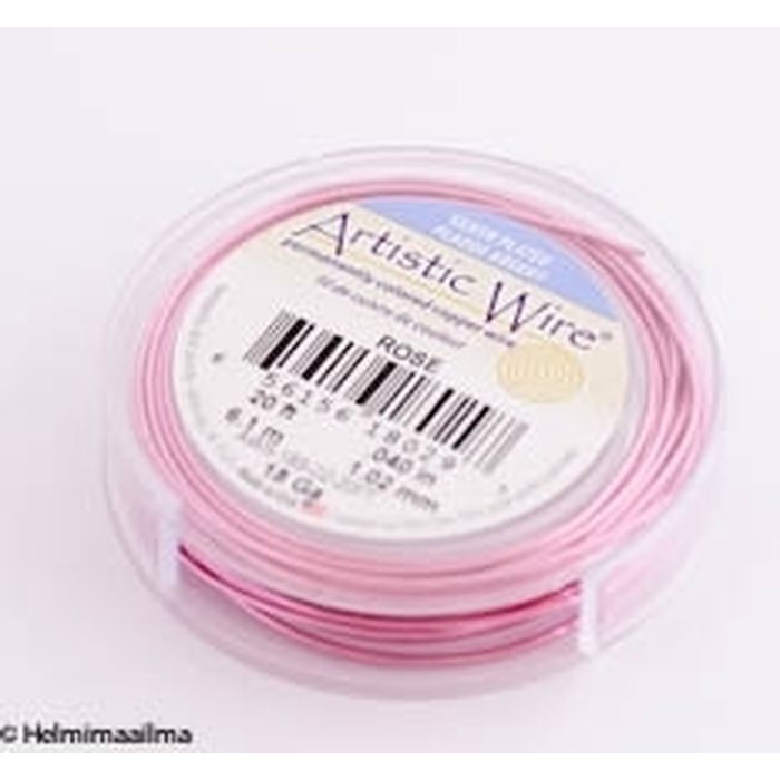 Artistic wire kuparilanka 1,02 mm (18 GA) rose (ruusunpunainen), 6,1 m puola