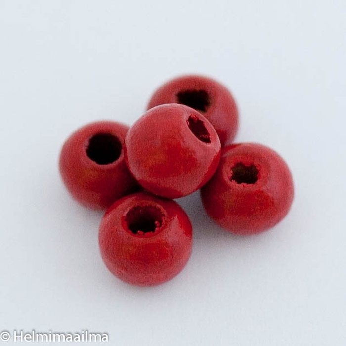 Puuhelmi punainen pyöreä 10 mm, 20 kpl