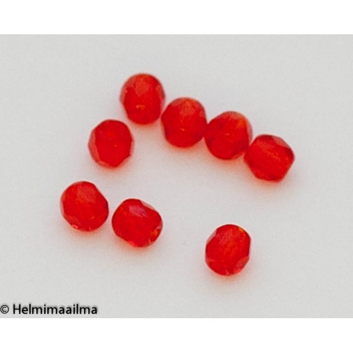Tsekkiläinen lasihelmi särmikäs 3 mm punainen, 10 grammaa