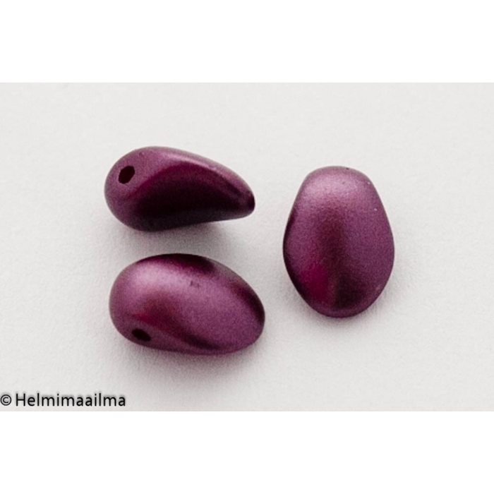 Estrela Tulppaanin terälehti helmiäislasihelmi viininpunainen/luumu 8 x 6 mm, 10 kpl