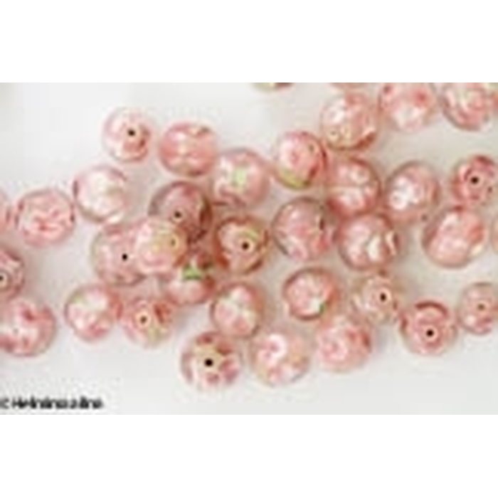 Lamppuhelmi kukkakuvio vaaleanpunainen pyöreä 10 mm, 1 kpl