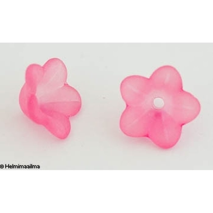 Akryylihelmi kukka huurrettu pinkki n. 13 x 6 mm, 20 kpl