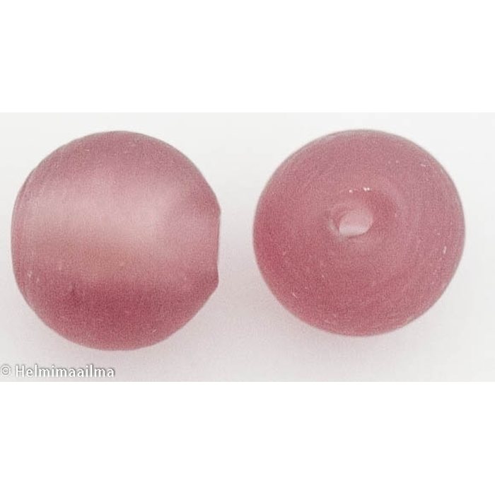 Hopeafoliohelmi pyöreä 12 mm huurrettu roosa, 1 kpl