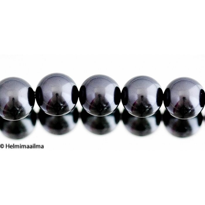 Simpukankuorihelmi pyöreä 12 mm tummanharmaa, n. 40 cm nauha