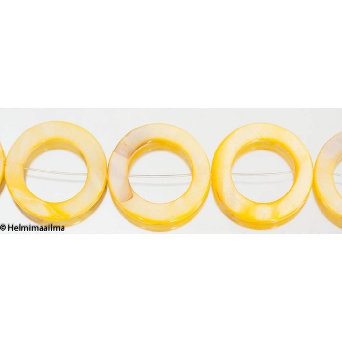 Simpukankuorihelmi pyöreä 30 mm keltainen, 1 kpl