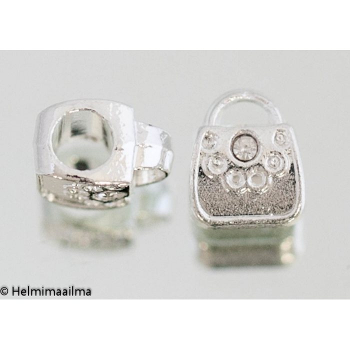 Pandora metallihelmi hopeanvärinen käsilaukku kirkkaalla strassilla 9 x 11 x 7 mm, 1 kpl