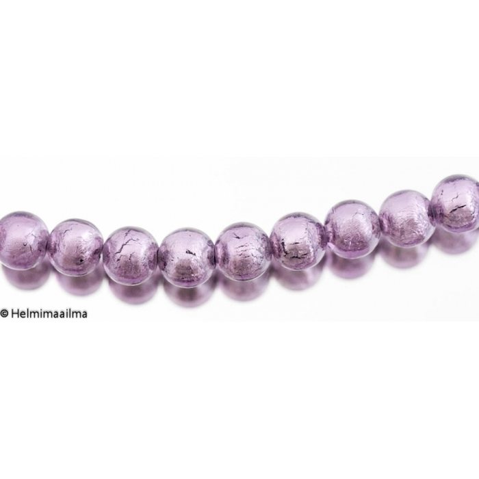 Hopeafoliohelmi pyöreä 10 mm violetti, 1 kpl