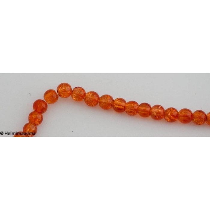 Särölasihelmi oranssi 6 mm pyöreä, n. 81 cm nauha