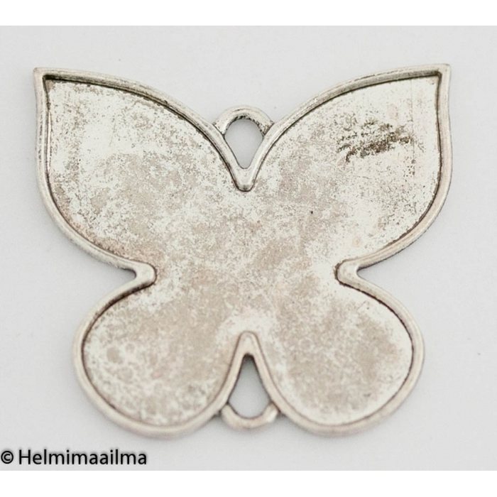 Täytettävä korulinkki perhonen antiikkihopea 40 x 43 mm, 2 kpl