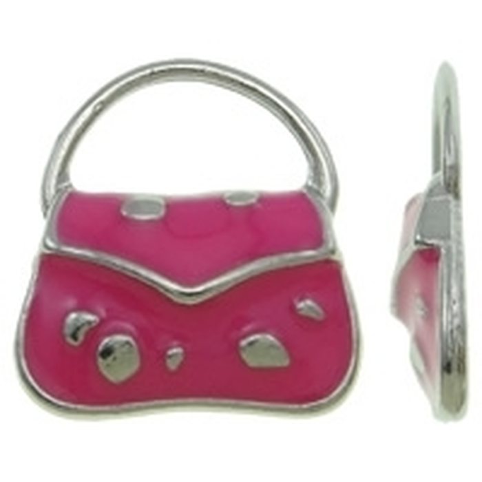 Riipus käsilaukku emaloitu pinkki 15,5 x 18 x 3 mm platinanvärinen, 2 kpl