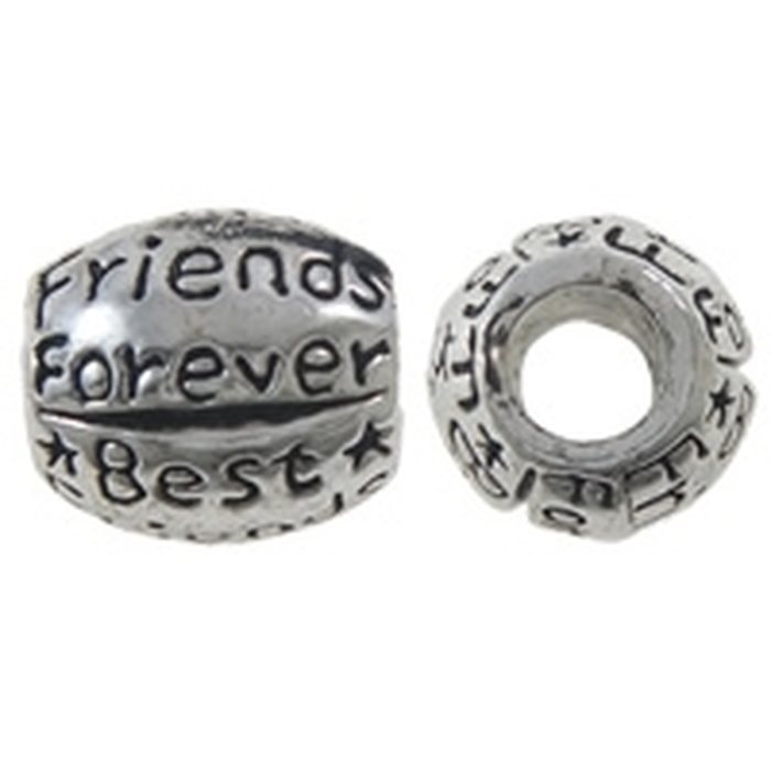 Pandora metallihelmi "Best friends forever" antiikkihopea 11 x 10 mm, 1 kpl