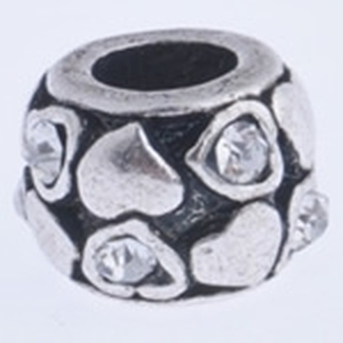 Pandora metallihelmi kirkkailla kristalleilla ja sydämillä 10 x 7 mm, 1 kpl