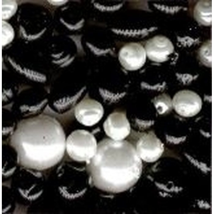 Estrela helmiäislasihelmilajitelma mustat ja valkoiset helmet, 100 grammaa