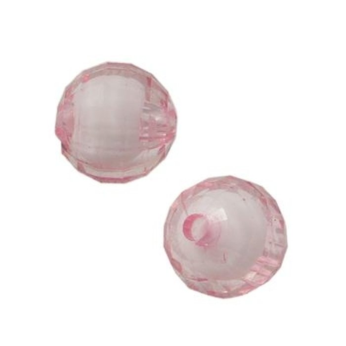 Akryylihelmi särmikäs pyöreä 11 mm "bead in bead" vaaleanpunainen, 50 grammaa