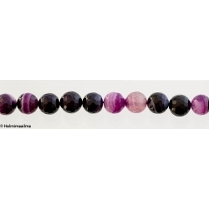 Akaatti violetti raita fasetti pyöreä 6 mm, n. 39 cm nauha