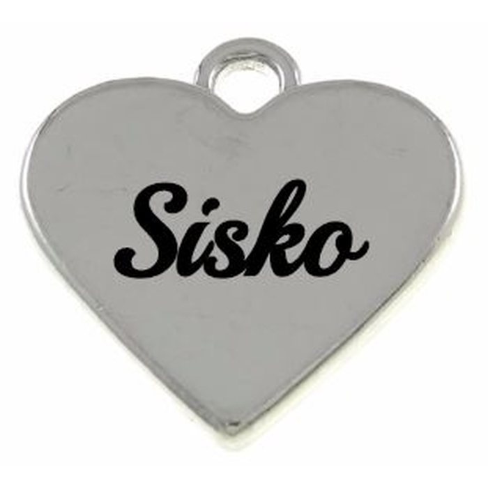 Riipus sydän "Sisko" hopeanvärinen 17,5 x 17 x 3 mm, 1 kpl