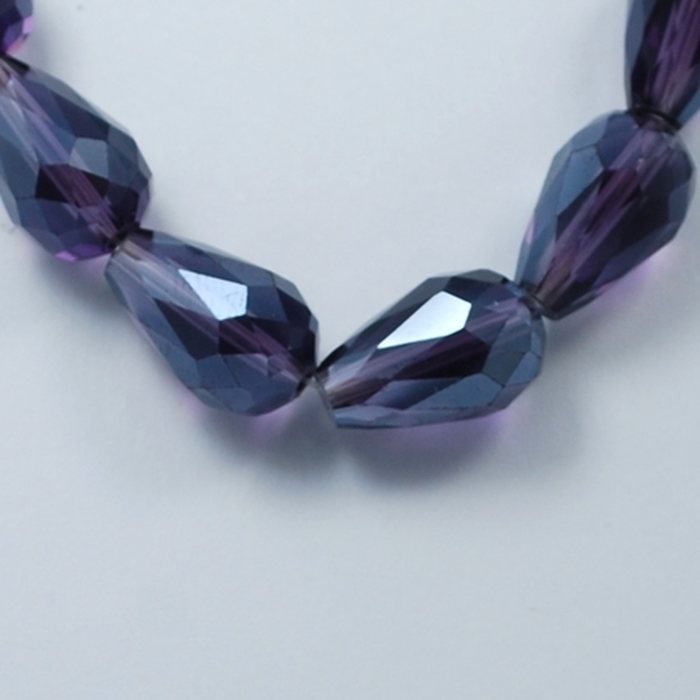 Fasettihiottu pisarahelmi violet AB-päällystetty 15x10 mm, Nauhassa noin 28pc helmiä