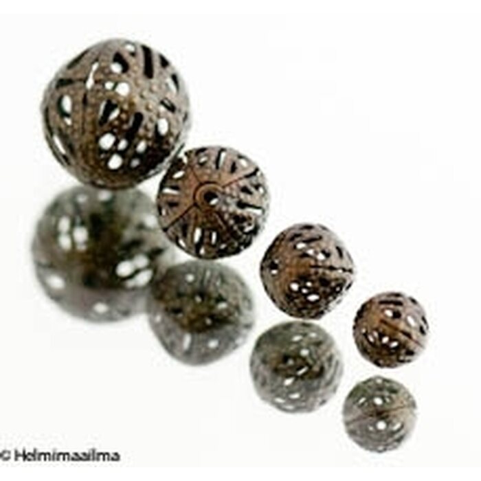 Metallihelmi filigree pallo pronssi n. 16 mm, 1 kpl