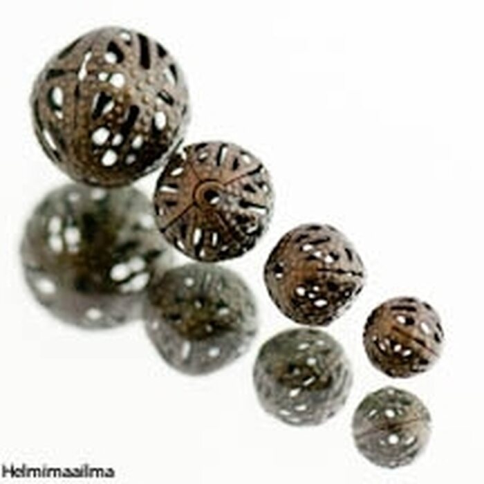 Metallihelmi filigree pallo pronssi 12 mm, 5 kpl