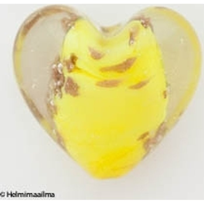 Lamppuhelmi sydän kultahiekalla 28 mm, keltainen, 1 kpl