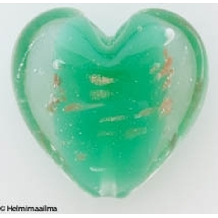 Lamppuhelmi sydän kultahiekalla 28 mm, vihreä, 1 kpl