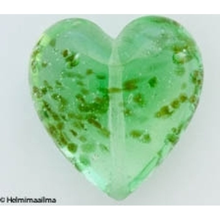 Lamppuhelmi sydän kultahiekalla 28 mm, vaaleanvihreä, 1 kpl
