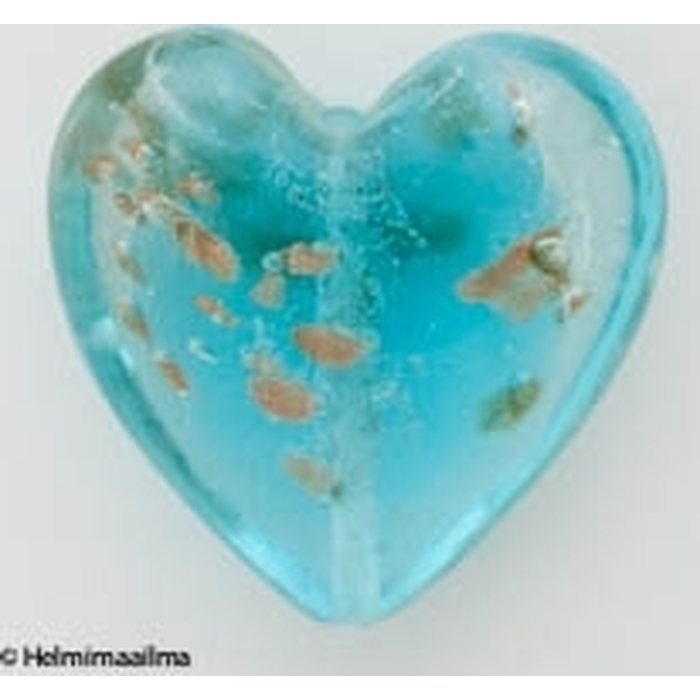 Lamppuhelmi sydän kultahiekalla vaaleansininen 35 mm, 1 kpl