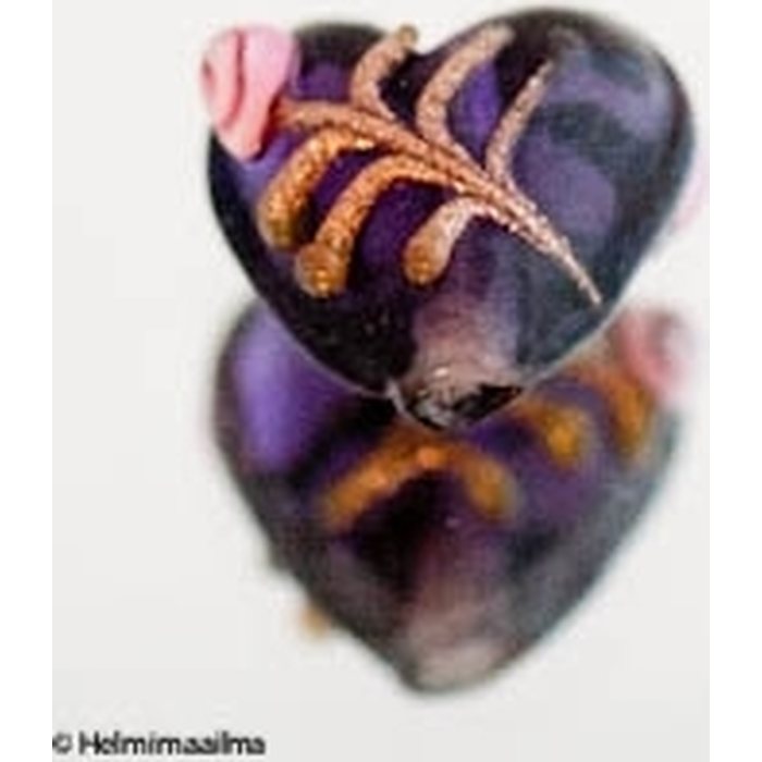 Lamppuhelmi sydän kohokukalla 15 mm violetti, 1 kpl